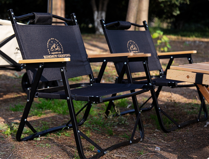 Custom Logo Wooden Handle Folding Chair Portable Camping Storage Chair