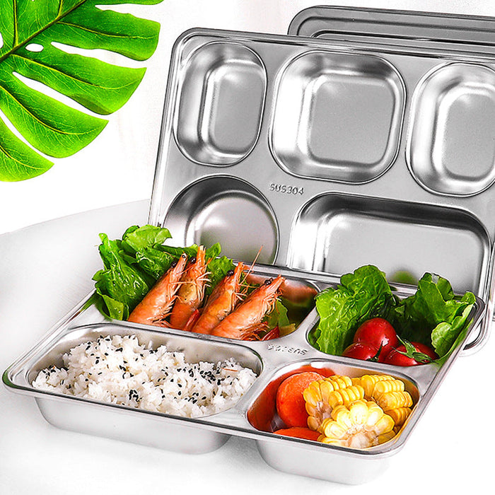Custom Logo Stainless Steel Dinner Plate Set with Lid