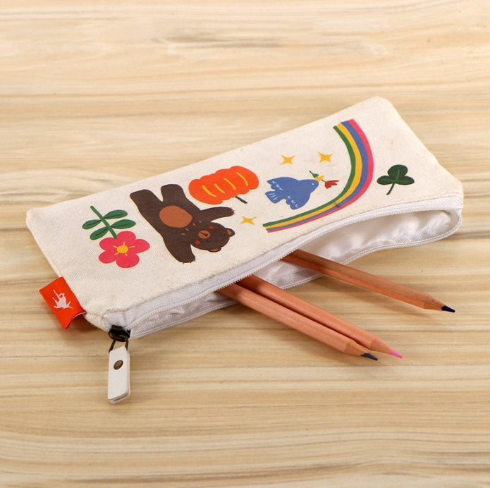 Custom Logo Cute Canvas Chain Pencil Bag