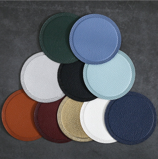 Custom Logo PU Leather Round Coaster