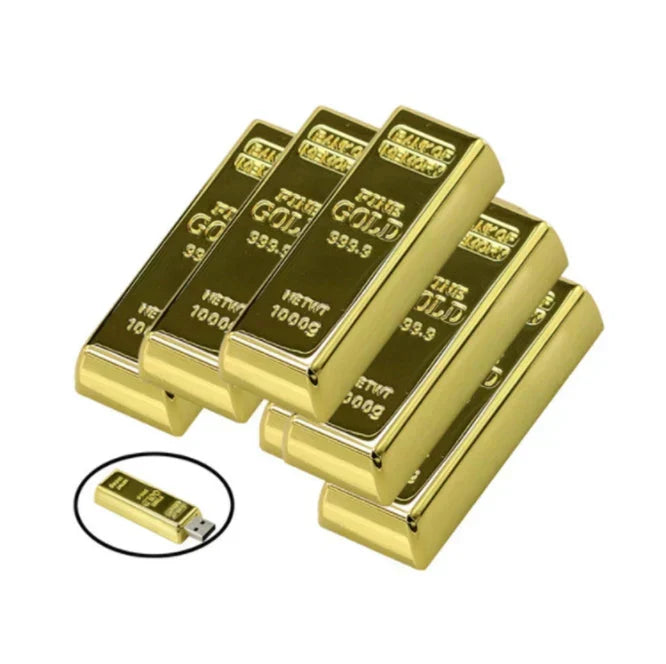 Custom Logo Gold Brick-Shaped Flash Drive