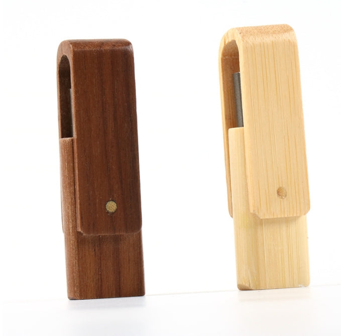 Custom Logo Wood Grain Rotating Flash Drive
