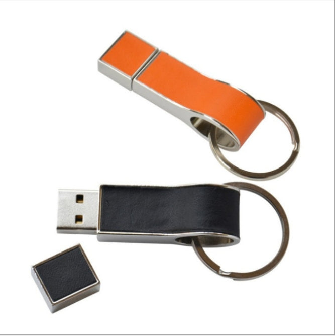 Custom Logo Textured Leather Flash Drive