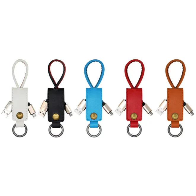 Custom Logo PU Leather Keycap Transmission Charging Cable | Premium Corporate Gifts and Custom Gifts