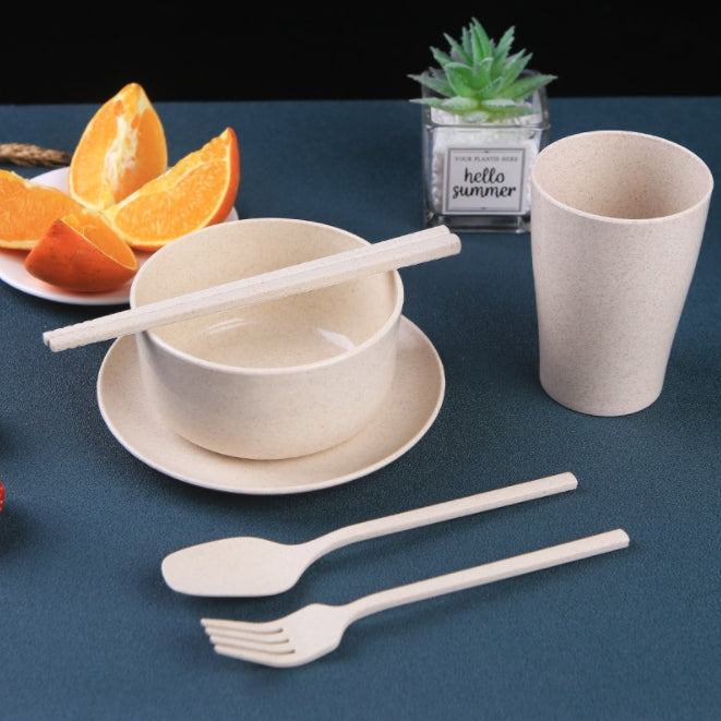 Custom Logo Eco-Friendly Wheat Straw Six-Piece Set
