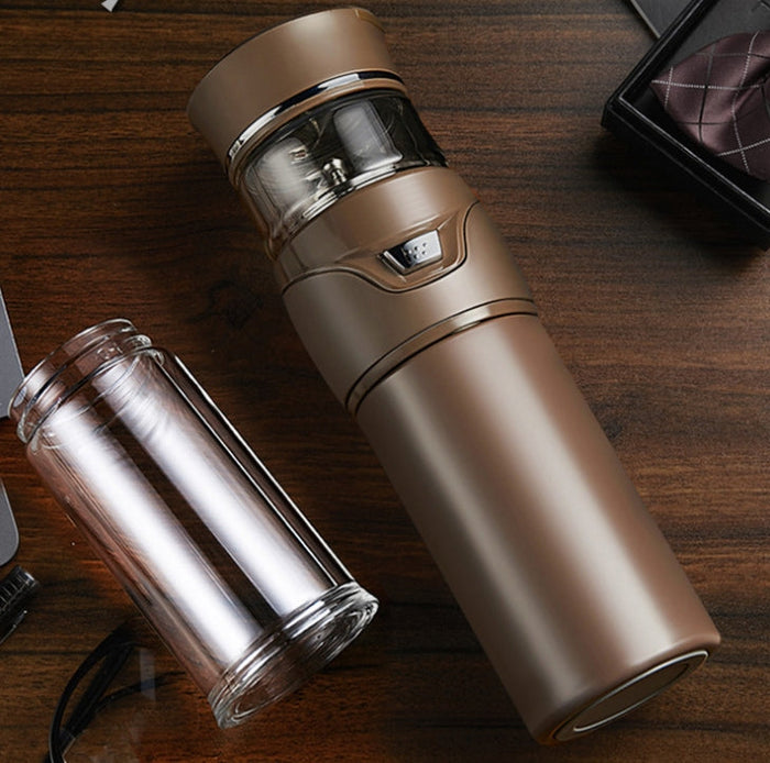 Custom Logo Textured Stainless Steel Tea Water Separation Thermos Cup Gift Box