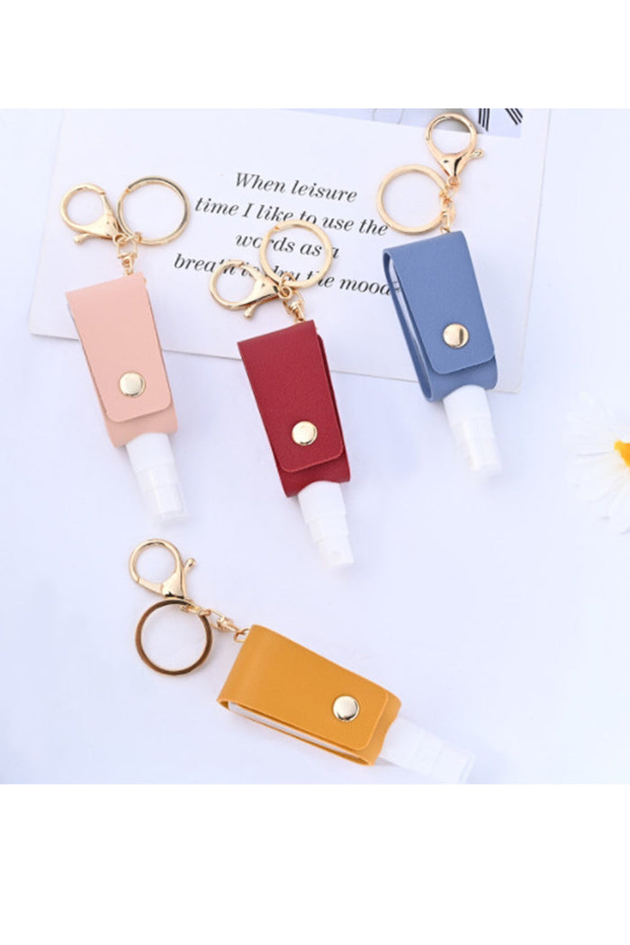 Custom Logo Leather Alcohol Spray Bottle Keychain