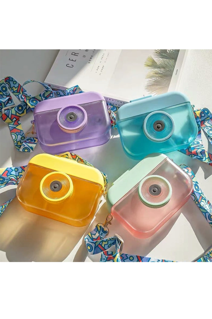Custom Logo Cute Camera-Shaped Straw Bottle