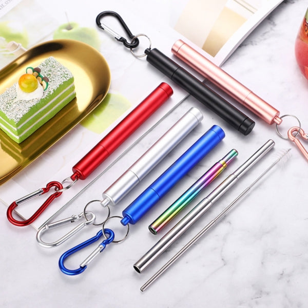 Custom Logo 304 Stainless Steel Telescopic Straw Set