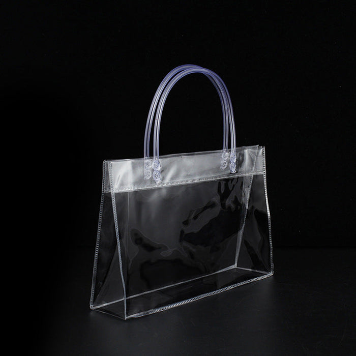 Custom Logo PVC Transparent Advertising Tote Bag Shopping Bag (Horizontal)