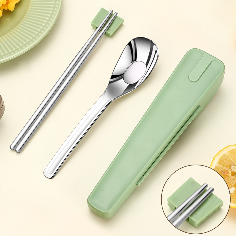 Custom Logo 304 Stainless Steel Flat-Bottom Spoon & Chopsticks Set | Premium Corporate Gifts and Custom Gifts