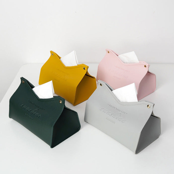 Custom Logo Textured Thick Leather Tissue Paper Box
