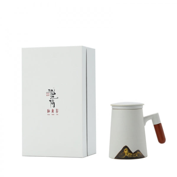 Custom Logo Yuanshan Tea Cup Ceramic Mug Corporate Gift Box 450ml