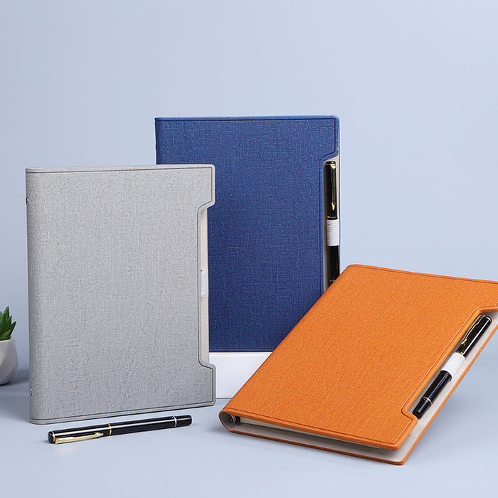 Custom Logo Business Loose-Leaf Pen Slot Notebook