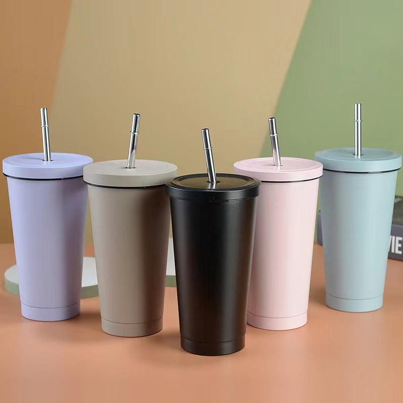 Custom Logo Stainless Steel Double-Layer Straw Cup Tumbler | Premium Corporate Gifts and Custom Gifts