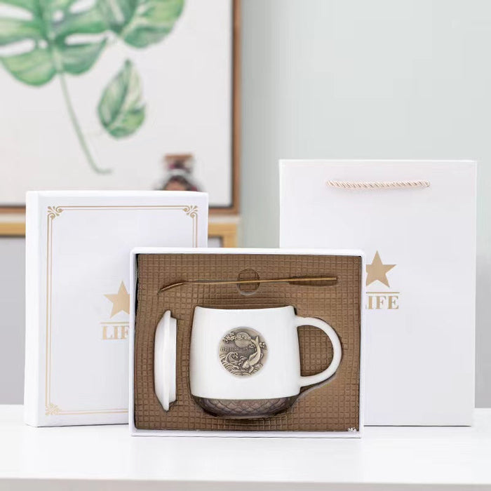 Custom Logo Metal Bronze Mug Gift Box
