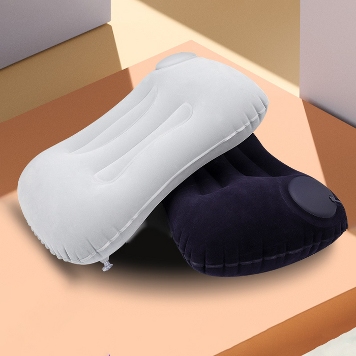 Custom Logo Press-Type Square Inflatable Neck Pillow (Flocked)
