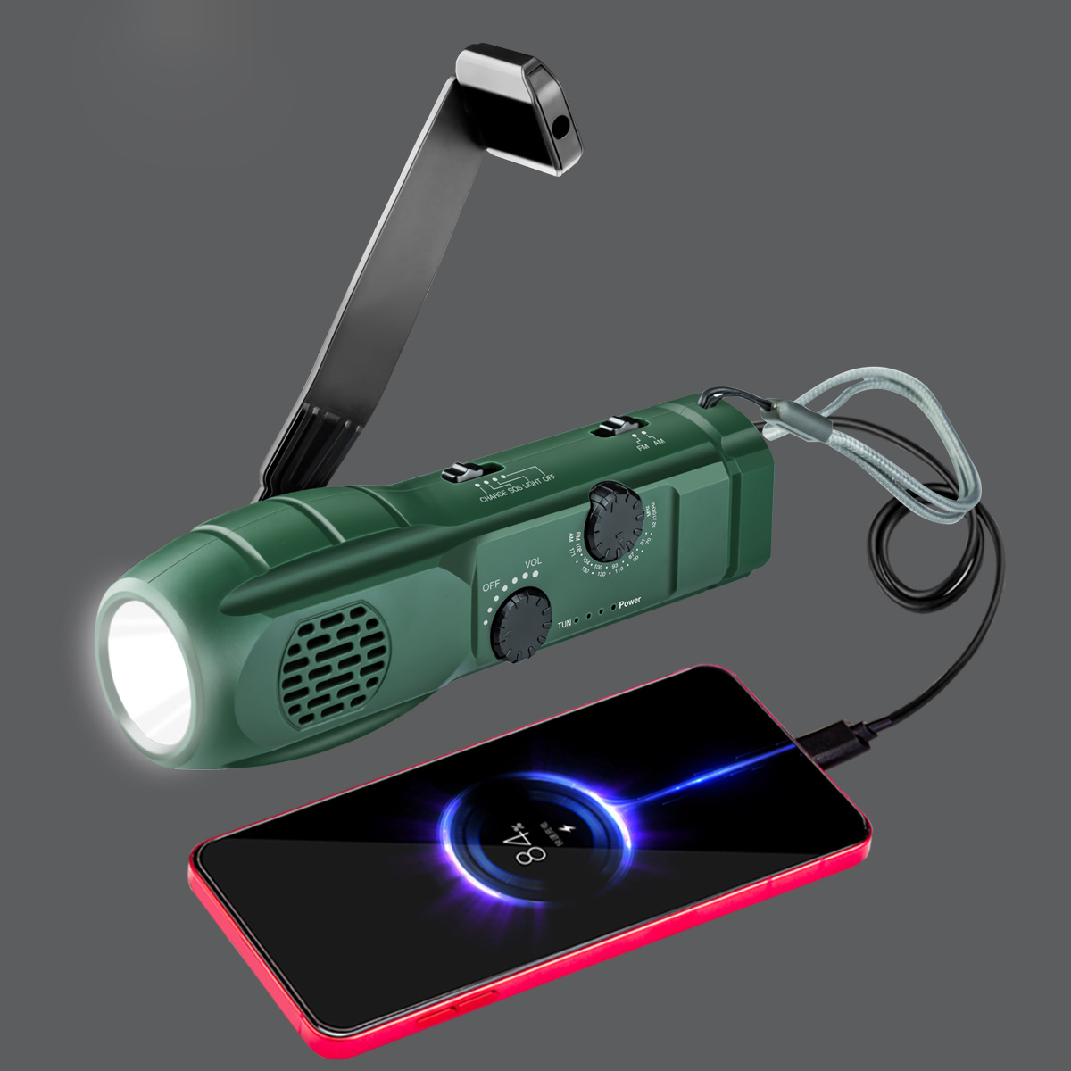 Custom Logo Hand-cranked power generation multi-functional flashlight | Premium Corporate Gifts and Custom Gifts