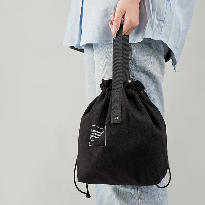 Custom Logo Japanese Canvas Drawstring Insulated Bag