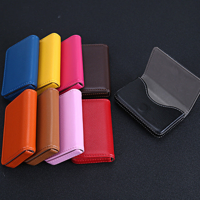 Custom Logo Textured Leather Magnetic Business Card Holder