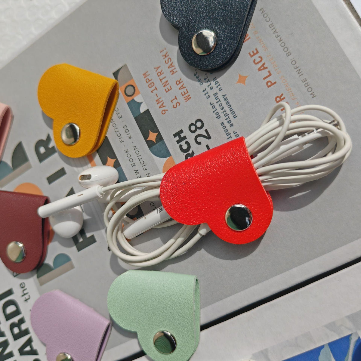 Custom Logo Leather Heart Cable Organiser | Premium Corporate Gifts and Custom Gifts