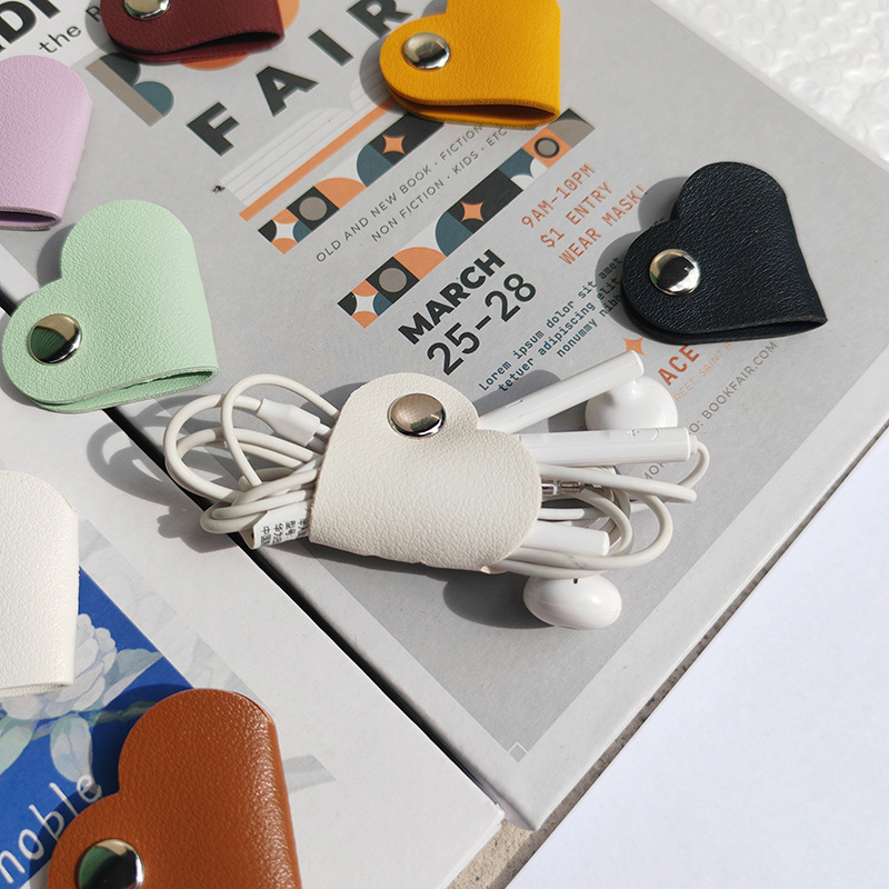 Custom Logo Leather Heart Cable Organiser | Premium Corporate Gifts and Custom Gifts