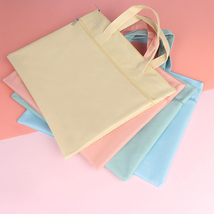 Custom Logo Candy-Coloured Double-Layer Zipped Document Bag