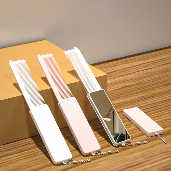 Custom Logo Mini Portable 2-in-1 Foldable Mirror Comb