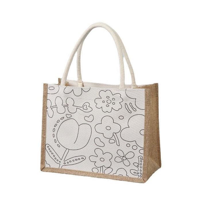 Custom Logo Canvas Spliced Eco-Friendly Tote Burlap Bag