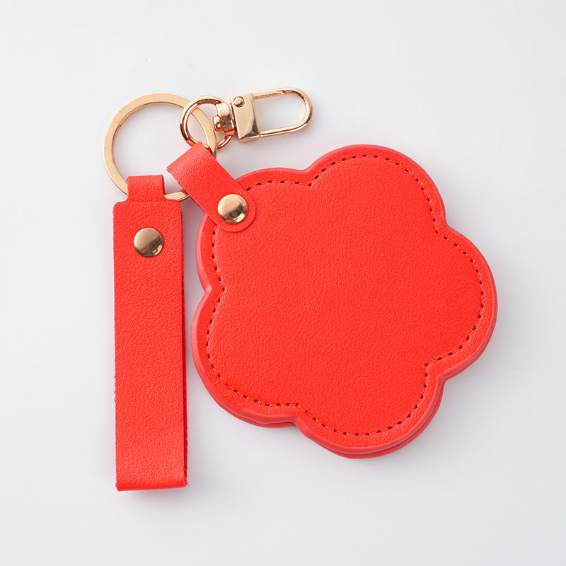 Custom Logo PU Flower Compact Mirror Keychain | Premium Corporate Gifts and Custom Gifts
