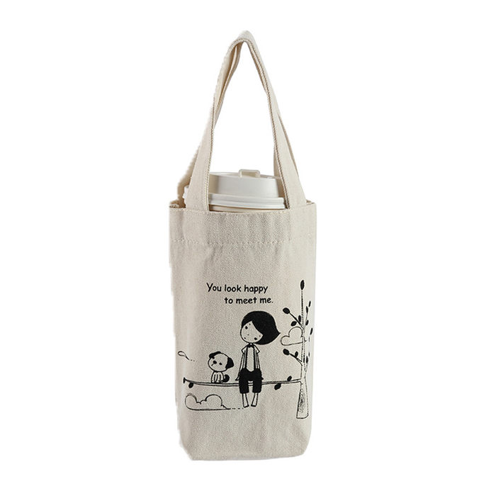 Custom Logo Canvas Cup Bag (With Bottom and No Sides)