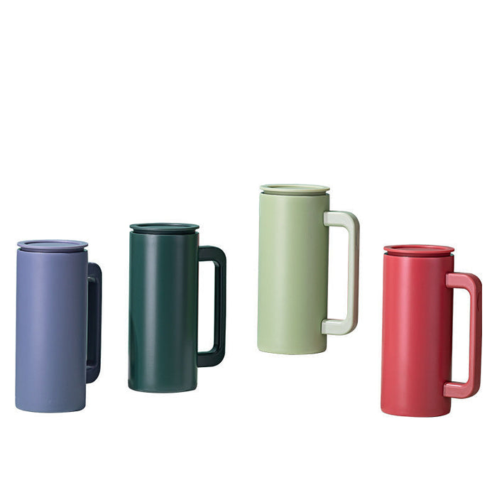 Custom Logo Textured Frosted Handle Vacuum Coffee Cup