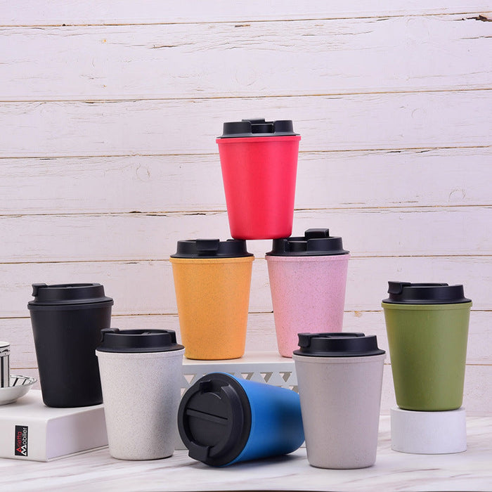 Custom Logo Eco-Friendly Wheat Double-Layer Coffee Cup