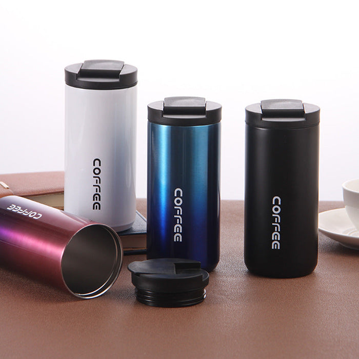 Custom Logo Double-Layer Direct Drinking Coffee Cup Car Leisure Thermos Cup