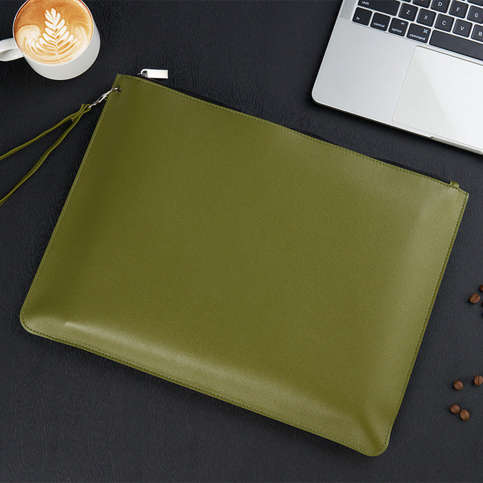 Custom Logo Leather Zip Document Bag