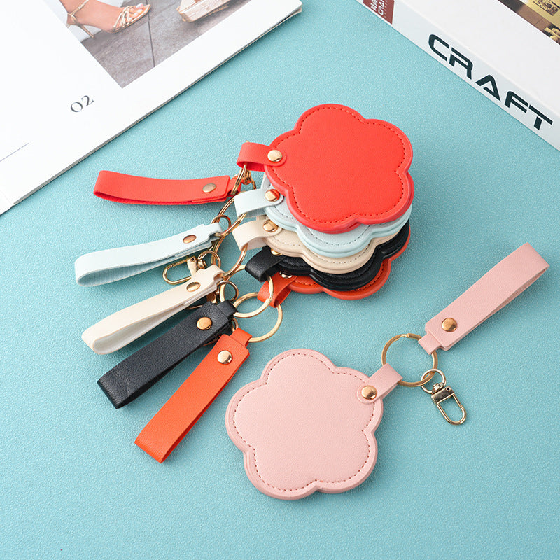 Custom Logo PU Flower Compact Mirror Keychain | Premium Corporate Gifts and Custom Gifts