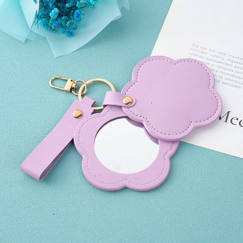 Custom Logo PU Flower Compact Mirror Keychain | Premium Corporate Gifts and Custom Gifts