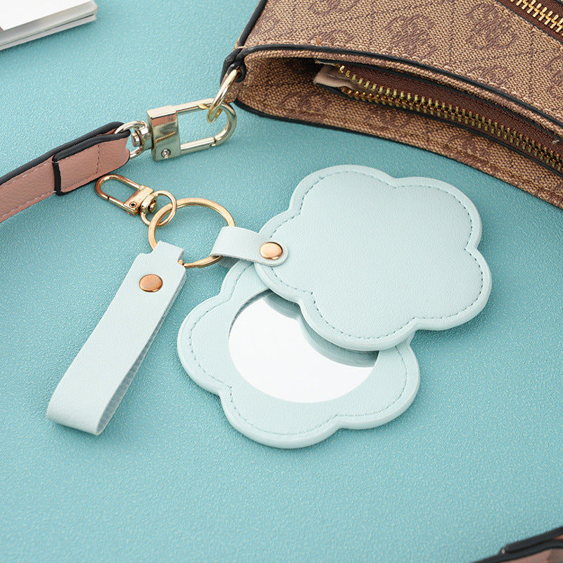 Custom Logo PU Flower Compact Mirror Keychain | Premium Corporate Gifts and Custom Gifts