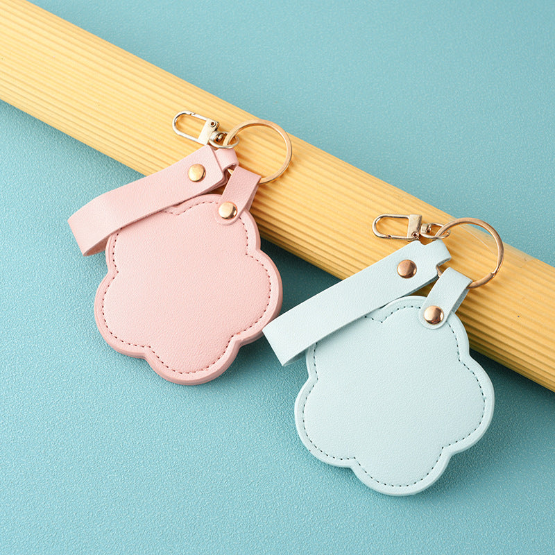 Custom Logo PU Flower Compact Mirror Keychain | Premium Corporate Gifts and Custom Gifts