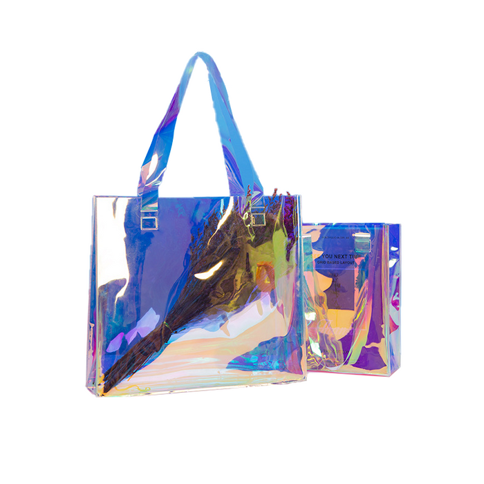 Custom Logo PVC Rainbow Laser Tote Bag