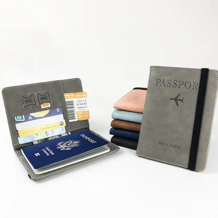Custom Logo Textured Side Strap Passport Sleeve