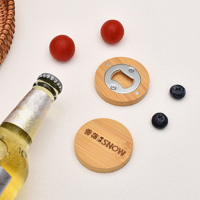 Custom Logo Solid Wood Bottle Opener Fridge Magnet