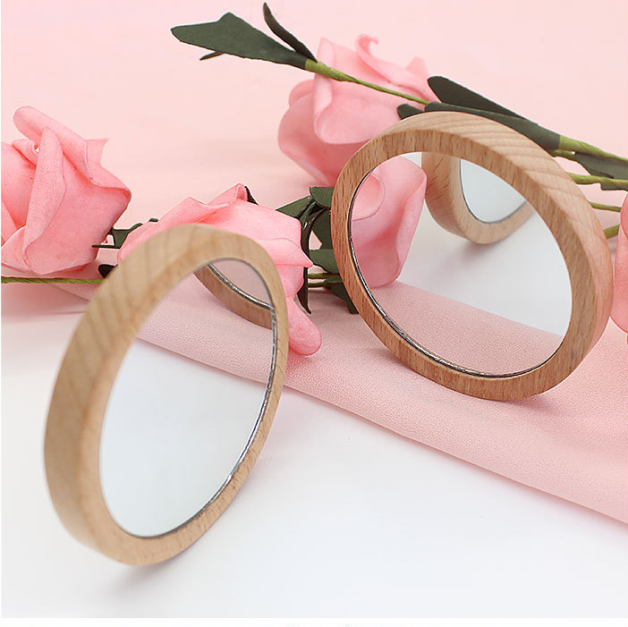 Custom Logo Solid Wood Small Round Mirror | Premium Corporate Gifts and Custom Gifts