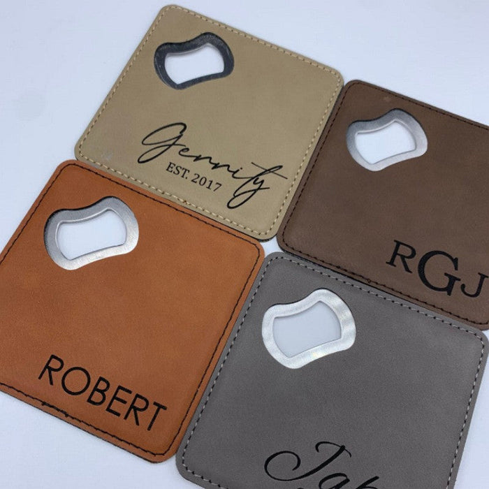 Custom Logo Leather Bottle Opener Coaster