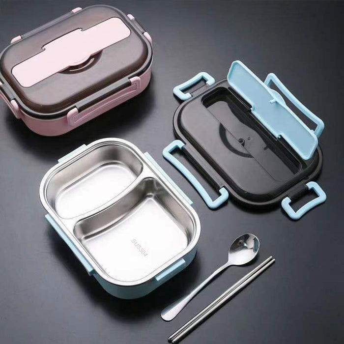 Custom Logo Textured Stainless Steel Bento Lunch Box