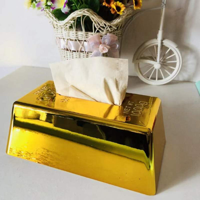 Custom Logo Gold Brick-Shaped Tissue Box