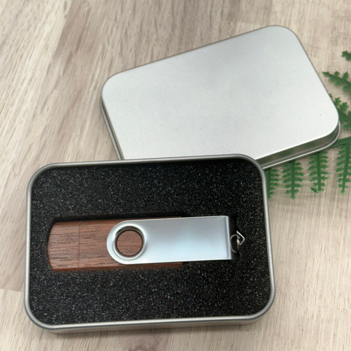 Custom Logo Wooden Rotating Flash Drive