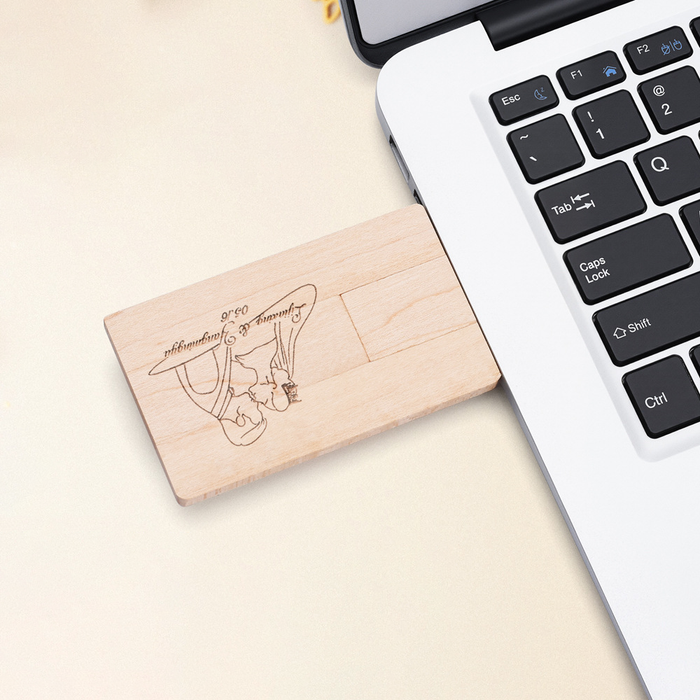 Custom Logo Wooden Card Flash Drive
