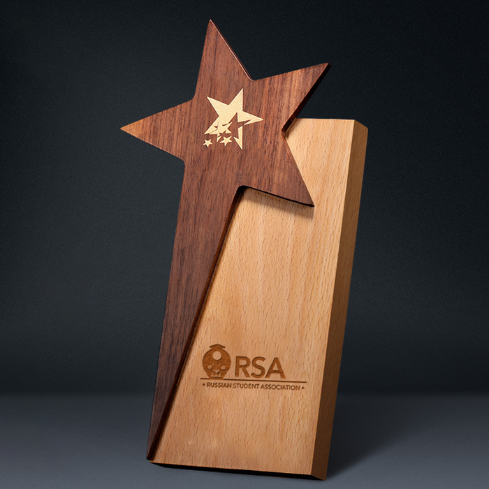 Custom Logo Wooden Star Trophy