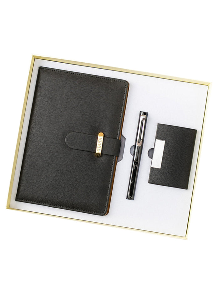 Custom Logo Business Notebook & Business Card Holder 3-Piece Set Gift Box